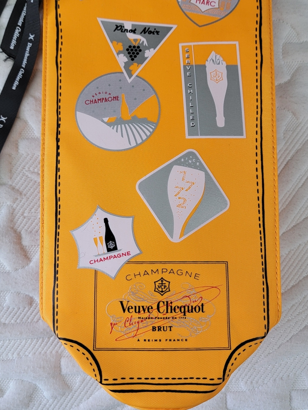 Veuve Clicquot Orange Vinyl Insulated Tote Bag / Bottle Holder Handles Ribbons - Picture 3 of 9